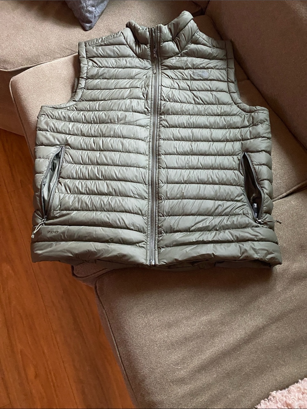 The North Face Olive Quilted Packable Vest
